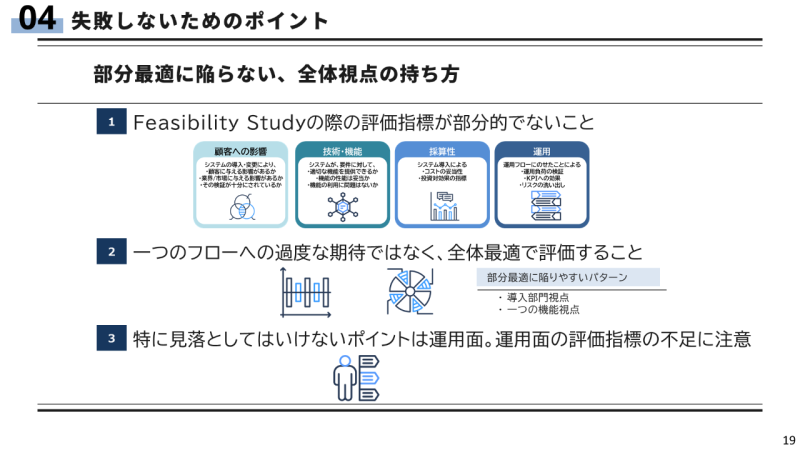 部分最適に陥らない、全体視点を持つこと
